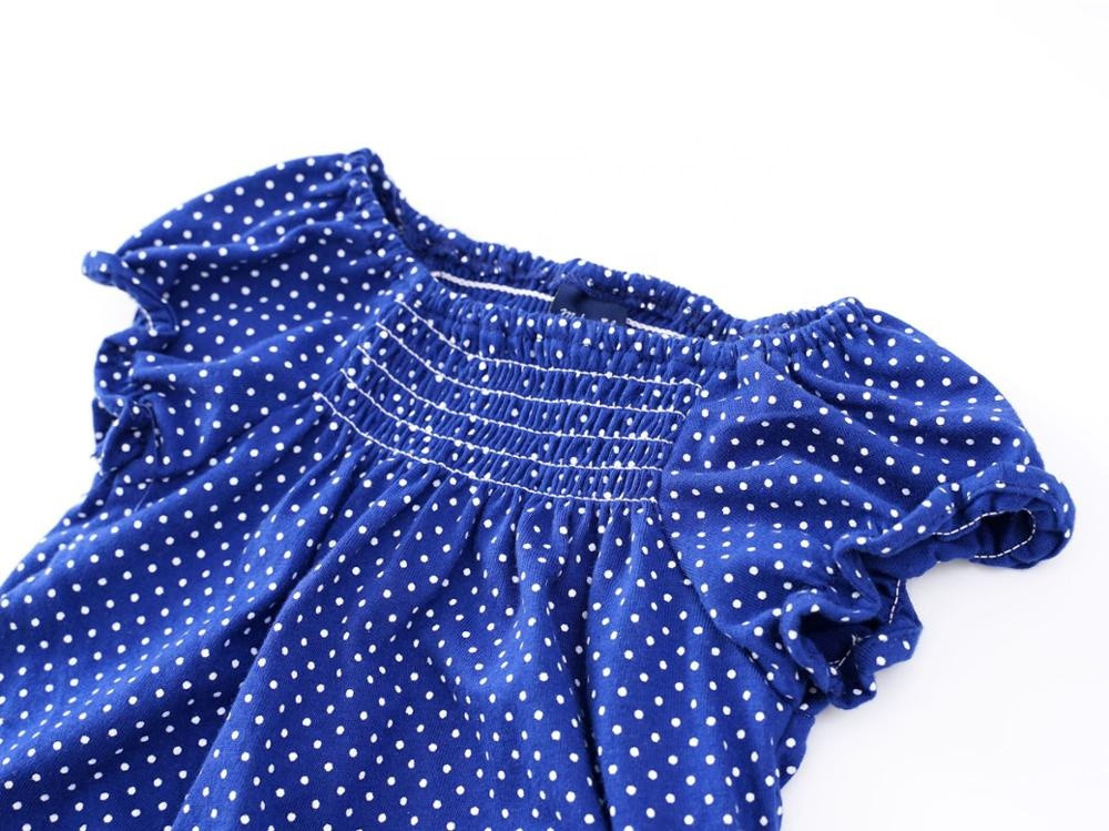 Emma Smocked Navy Polka Dot Dress