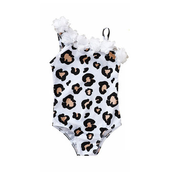 girls leopard swimsuit ruffle