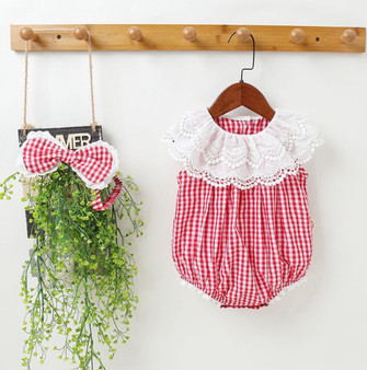 baby girls red gingham romper