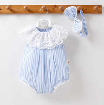 girls blue stripe romper