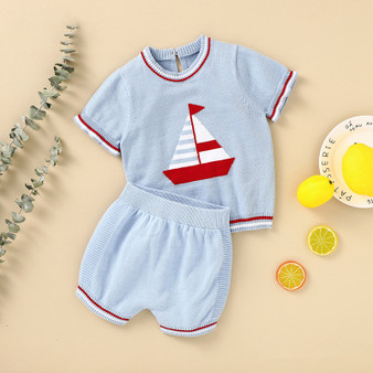 boys sailboat knit outfit