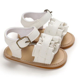 baby girls white ruffle leather sandals