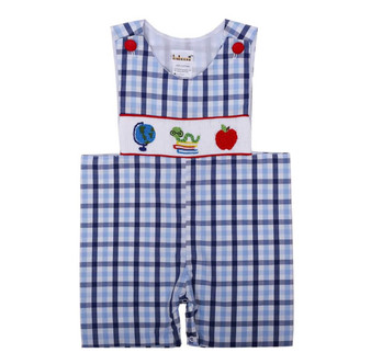 boys smocked embroidered fall shortall back to school autumn