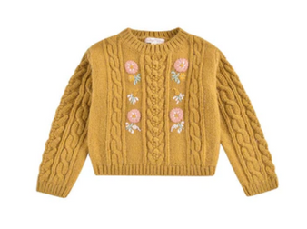 girls floral mustard sweater