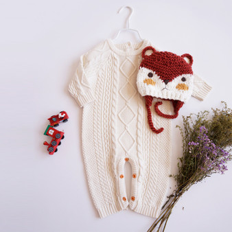 baby gender neutral cream knit romper