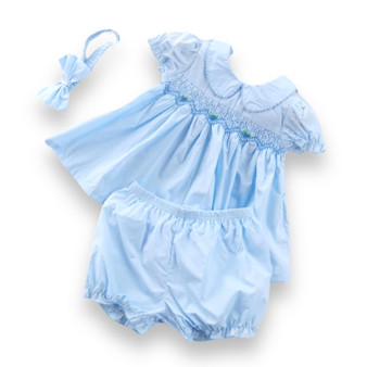 baby girls blue smocked dress