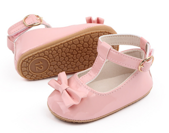 baby girls pink patent hard sole mary janes