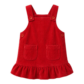 girls Cherry Red corduroy frill dress