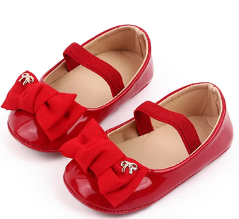 baby girls red patent flats