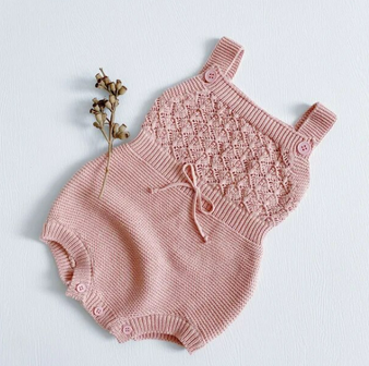 baby girls pink knit romper