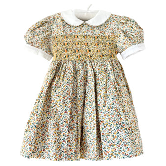 toddler girls yellow fall floral smocked dress