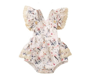 baby girls cream boho romper easter