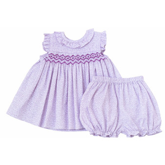 baby girls easter smocked lilac dress with bloomers set
