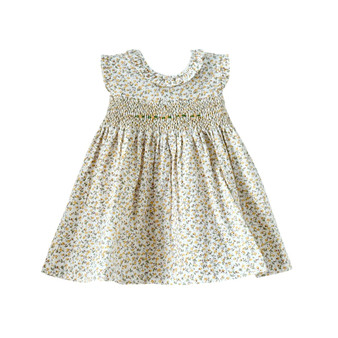 baby girls floral sleeveless smocked dress