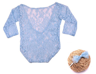 baby girl blue photography prop lace romper