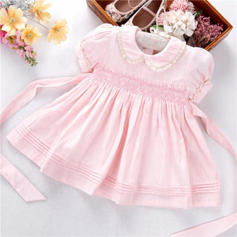 baby girl pink smocked dress