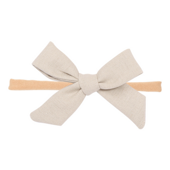 baby toddler taupe beige bow headband