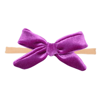 baby toddler purple velour bow headband