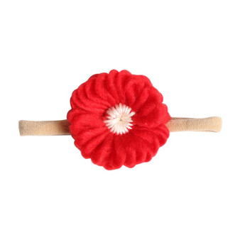 newborn baby toddler red knit flower headband