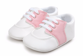 baby pink and white saddle shoes