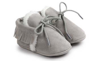 baby grey moccasins