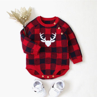 plaid baby romper