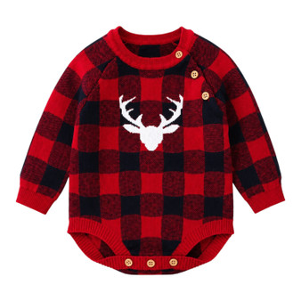 plaid baby romper