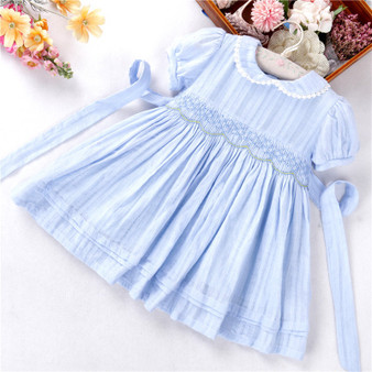 girls blue smocked dress