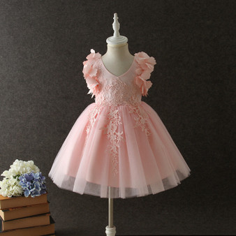 girls pink flower girl dress