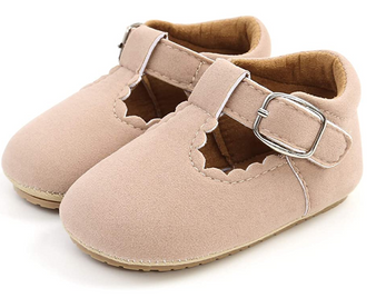 baby suede mary janes beige