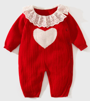 girls red christmas romper knit