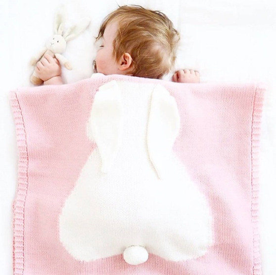 baby girls pink easter bunny blanket