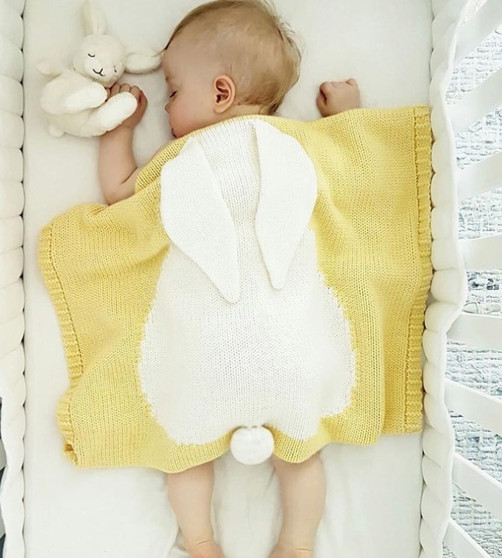 baby girls yellow easter bunny spring blanket knit coming home receiving