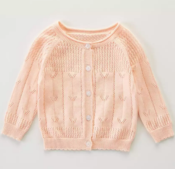 girls pink knit cardigan