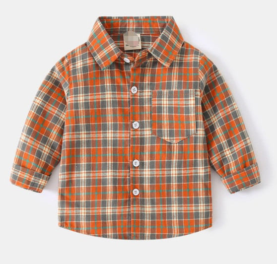 boys orange plaid flannel shirt