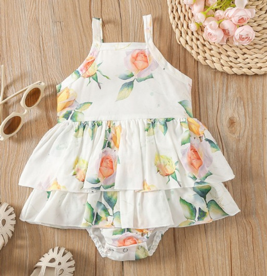 baby girls peach floral romper