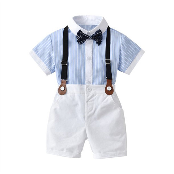boys blue and white suspender set