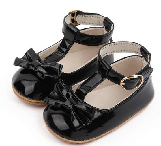 baby girls black patent hard sole mary janes