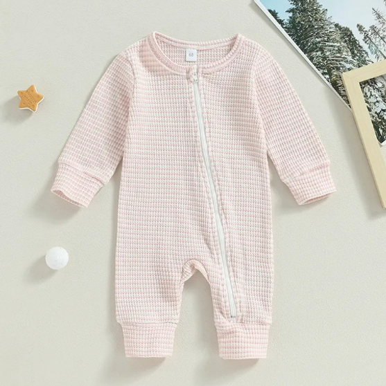 baby girls pink zipper romper