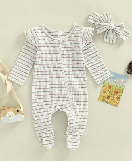 baby girls taupe zipper footie