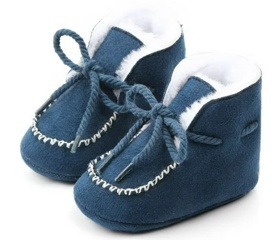 baby boys girls navy blue moccasin booties