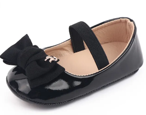 baby girls black patent flats