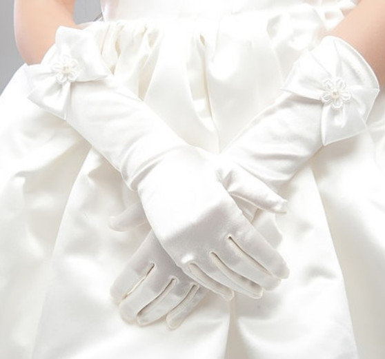 girls first communion long gloves