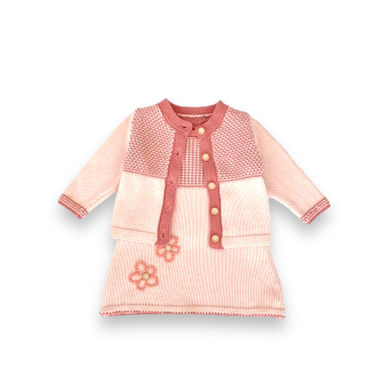 baby girls spring sweater dress with cardigan floral knit