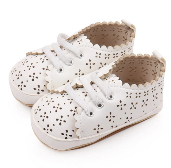 girls white floral sneakers