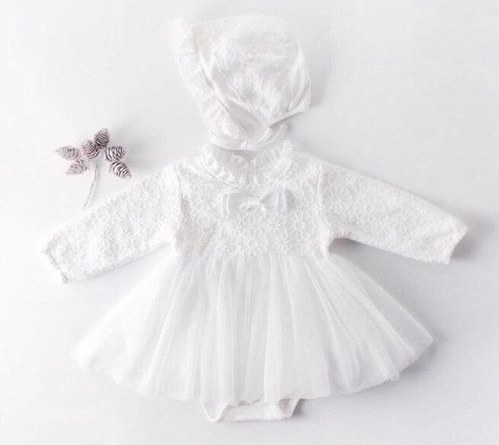 baby girl baptism gown with onesie