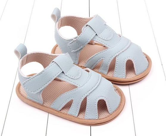 baby boy leather blue sandals