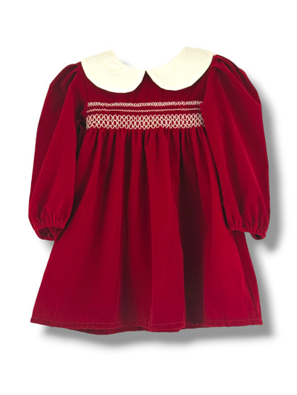 toddler girls smocked christmas red dress