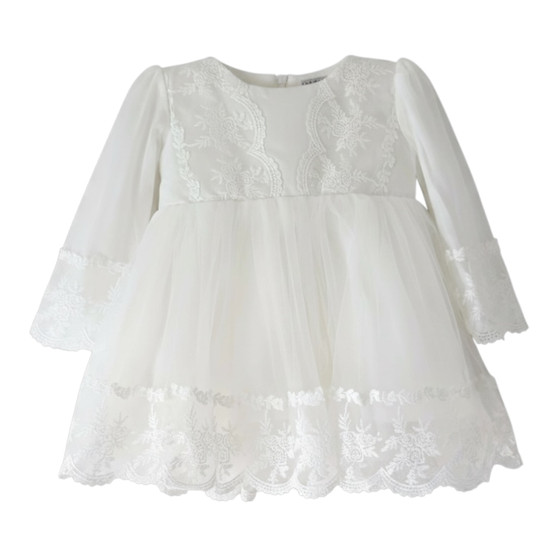 baby girls long sleeve baptism dress with bonnet