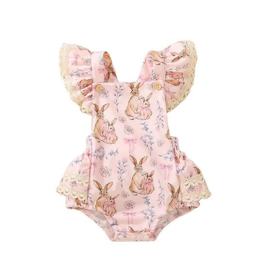 baby girls pink boho romper easter